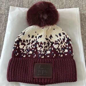 Love Your Melon Brown and Cream Knit Pom-Pom Hat